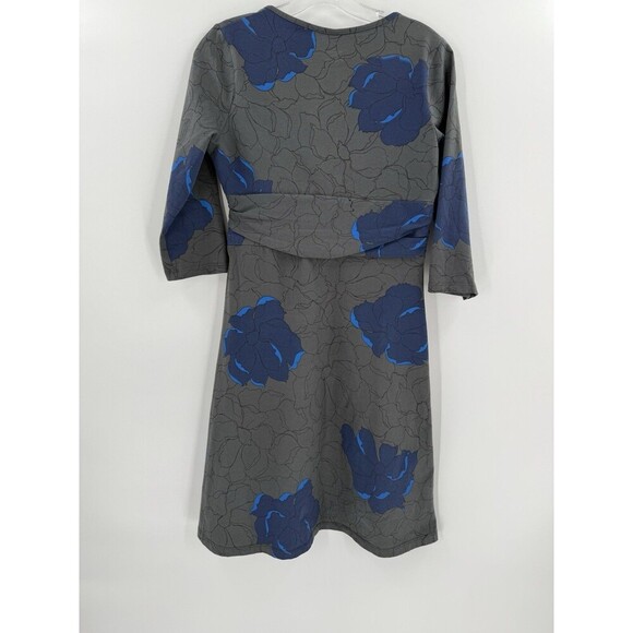 Patagonia Margot Dress Size MEDIUM Gray With Blue Floral Design Easy Wear EUC - Picture 2 of 12